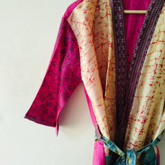 Indian Silk Kimono Robe, Vintage Party Wear Gown, Unisex Kimono Robe, Women's Kimono, Anniversary Gift, Nightwear Gown, Gown To Be Mom