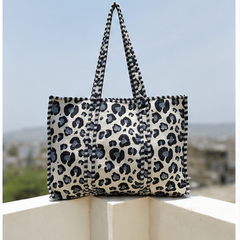 Women's Cotton Quilted Tote Bag with Zip, Beach & Everyday Bag - kraafty-com