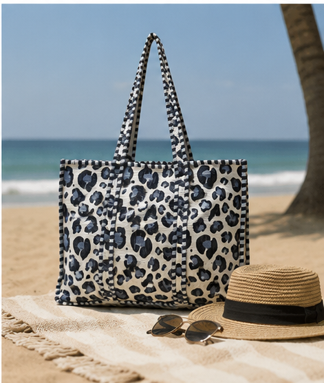 Women's Cotton Quilted Tote Bag with Zip, Beach & Everyday Bag - kraafty-com