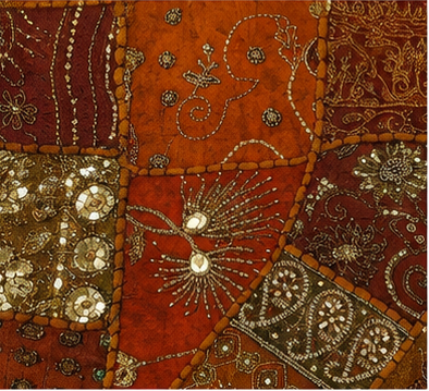 Large Cotton Brown Wall Tapestry — Khambhadiya Boho Bedroom Decor