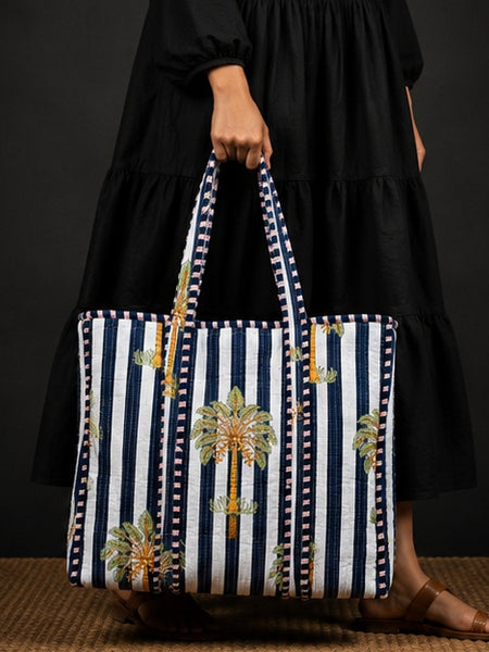 Reversible Quilted Pam Tree Tote Bag — Shoulder Bag Comfort - kraafty-com