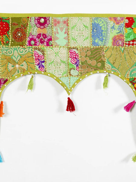 Traditional Vintage Patchwork Toran Boho Door Hanging, Bandhanwar, Window Valance with Embroidery - 4