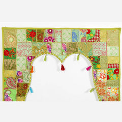 Traditional Vintage Patchwork Toran Boho Door Hanging, Bandhanwar, Window Valance with Embroidery - 4 - kraafty-com