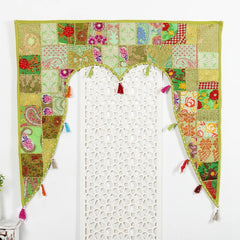 Traditional Vintage Patchwork Toran Boho Door Hanging, Bandhanwar, Window Valance with Embroidery - 4 - kraafty-com