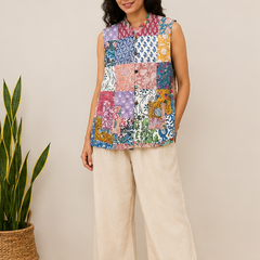 Cotton Kantha Quilt Jacket for Women | Handmade Boho Multi Jacket, Coat - kraafty-com