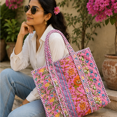 Handmade Quilted Tote Bag | 100% Velvet, Reversible, Beach & Grocery Bag - kraafty-com