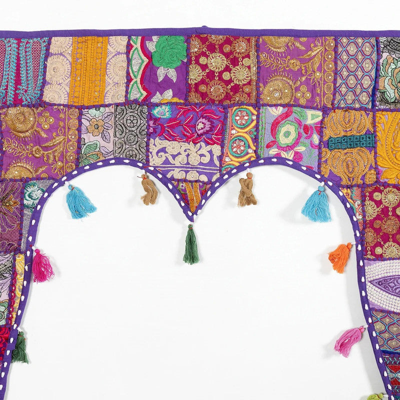 Traditional Vintage Patchwork Toran Boho Door Hanging, Bandhanwar, Window Valance with Embroidery - 3 - kraafty-com
