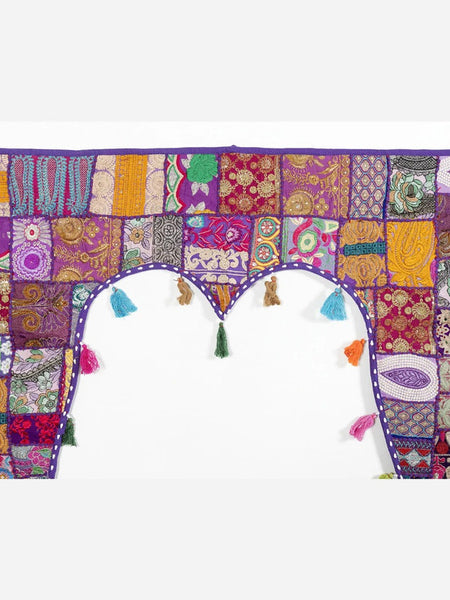 Traditional Vintage Patchwork Toran Boho Door Hanging, Bandhanwar, Window Valance with Embroidery - 3