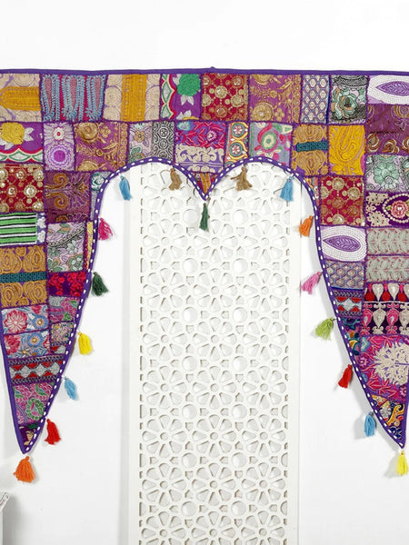 Traditional Vintage Patchwork Toran Boho Door Hanging, Bandhanwar, Window Valance with Embroidery - 3