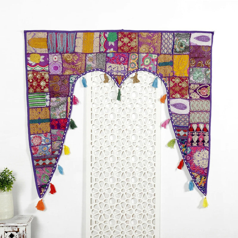 Traditional Vintage Patchwork Toran Boho Door Hanging, Bandhanwar, Window Valance with Embroidery - 3 - kraafty-com
