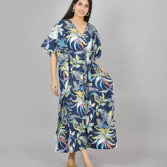 Cotton Kaftan, Indian Floral Kaftan, Long Caftan,Dress For to be Moms, Beach Cover up, Sleepwear, Indian Kaftan, Maxi Dress,Bikini Cover Up - 3