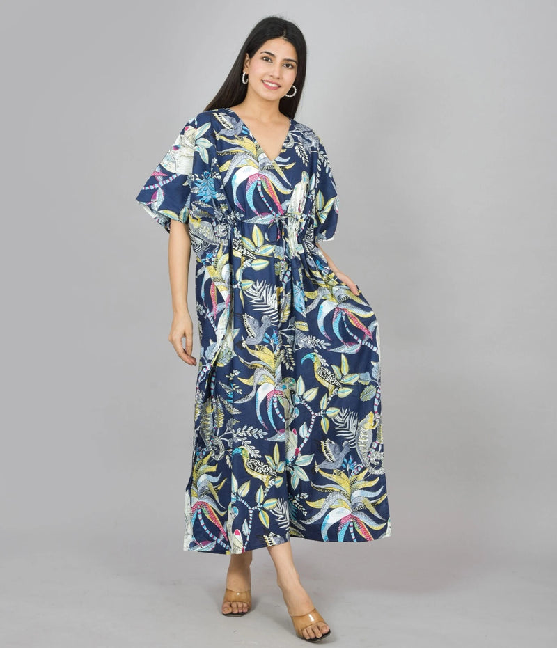 Cotton Kaftan, Indian Floral Kaftan, Long Caftan,Dress For to be Moms, Beach Cover up, Sleepwear, Indian Kaftan, Maxi Dress,Bikini Cover Up - 3