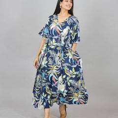 Cotton Kaftan, Indian Floral Kaftan, Long Caftan,Dress For to be Moms, Beach Cover up, Sleepwear, Indian Kaftan, Maxi Dress,Bikini Cover Up - 3