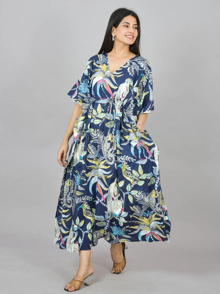 Cotton Kaftan, Indian Floral Kaftan, Long Caftan,Dress For to be Moms, Beach Cover up, Sleepwear, Indian Kaftan, Maxi Dress,Bikini Cover Up - 3