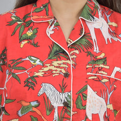 Pure Cotton Sea Jungle Print Women's Shorts Night Suit Set | Loungewear & PJs for Ultimate Comfort