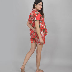 Pure Cotton Sea Jungle Print Women's Shorts Night Suit Set | Loungewear & PJs for Ultimate Comfort