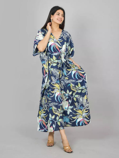 Cotton Kaftan, Indian Floral Kaftan, Long Caftan,Dress For to be Moms, Beach Cover up, Sleepwear, Indian Kaftan, Maxi Dress,Bikini Cover Up - 3