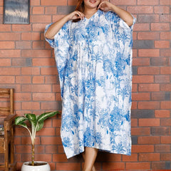 Indian Cotton Kaftan, Spring Style, Bikini Cover Up, Resort Caftans For Women, Womens Clothing, Floral Sundress, Vacation Dress, Island Luxe