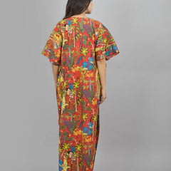 Cotton Kaftan, Indian Floral Kaftan, Long Caftan,Dress For to be Moms, Beach Cover up, Sleepwear, Indian Kaftan, Maxi Dress,Bikini Cover Up - 2