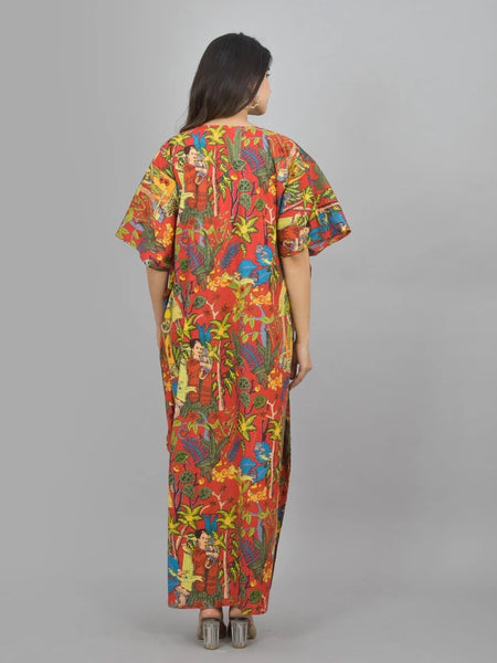 Cotton Kaftan, Indian Floral Kaftan, Long Caftan,Dress For to be Moms, Beach Cover up, Sleepwear, Indian Kaftan, Maxi Dress,Bikini Cover Up - 2