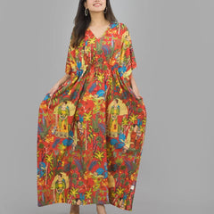 Cotton Kaftan, Indian Floral Kaftan, Long Caftan,Dress For to be Moms, Beach Cover up, Sleepwear, Indian Kaftan, Maxi Dress,Bikini Cover Up - 2