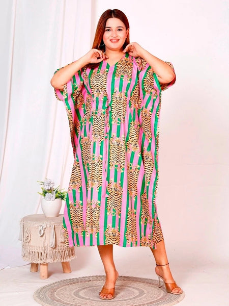 Indian Cotton Kaftan, Handblock Printed Kaftan, Cotton Kaftan, Beach Cover Up, Maxi Dress Long Cotton Kaftan, 100% Soft Cotton Kaftan