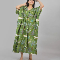 Cotton Kaftan, Indian Floral Kaftan, Long Caftan,Dress For to be Moms, Beach Cover up, Sleepwear, Indian Kaftan, Maxi Dress,Bikini Cover Up - 1