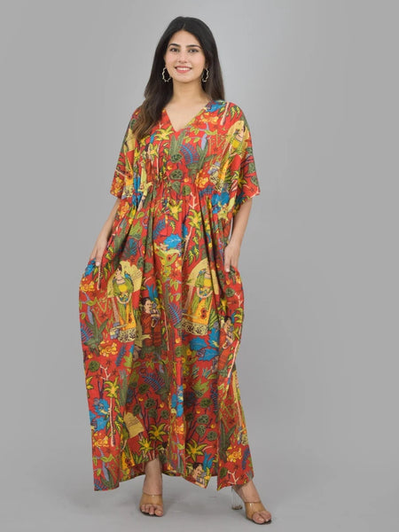 Cotton Kaftan, Indian Floral Kaftan, Long Caftan,Dress For to be Moms, Beach Cover up, Sleepwear, Indian Kaftan, Maxi Dress,Bikini Cover Up - 2