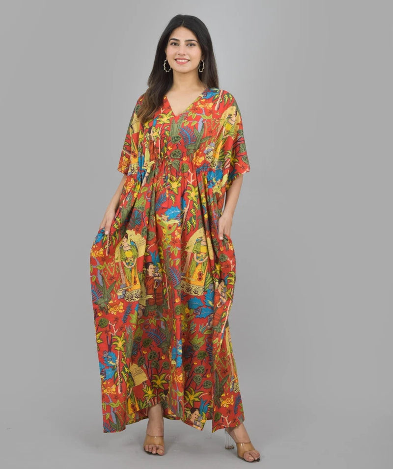 Cotton Kaftan, Indian Floral Kaftan, Long Caftan,Dress For to be Moms, Beach Cover up, Sleepwear, Indian Kaftan, Maxi Dress,Bikini Cover Up - 2