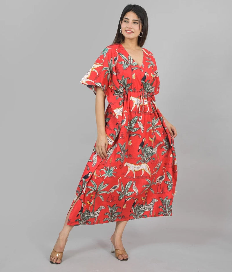 Handmade cotton kaftan summer cotton kaftan Beach cover up Indian print kaftan Loose kimono Cotton lounge wear sleepwear