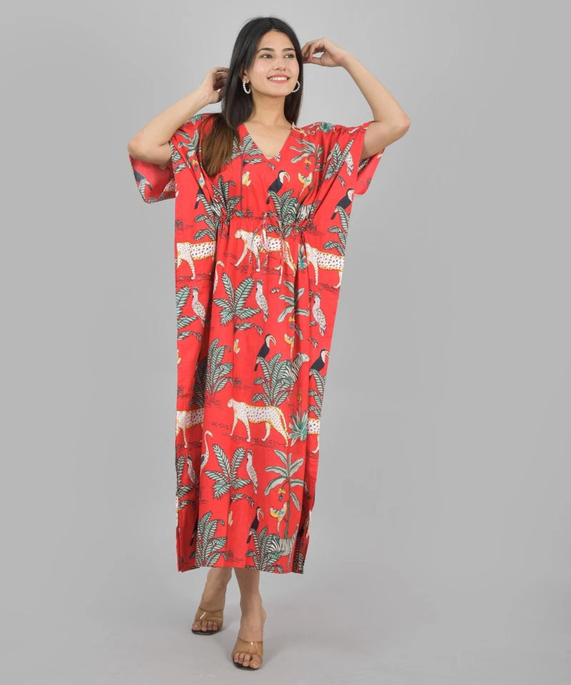 Handmade cotton kaftan summer cotton kaftan Beach cover up Indian print kaftan Loose kimono Cotton lounge wear sleepwear