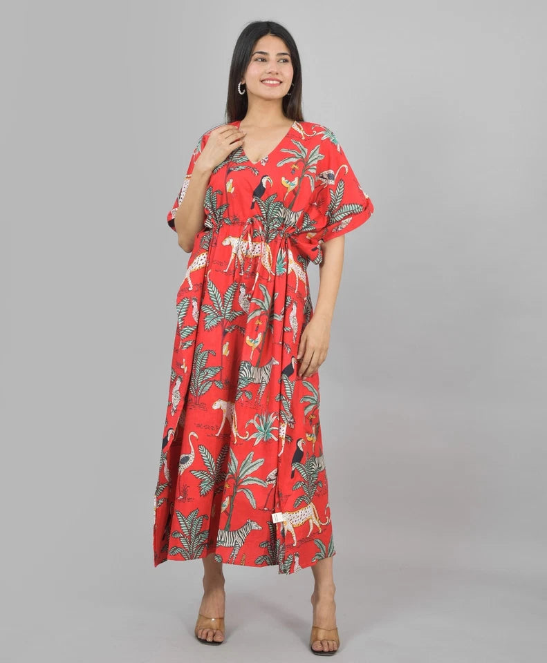 Handmade cotton kaftan summer cotton kaftan Beach cover up Indian print kaftan Loose kimono Cotton lounge wear sleepwear