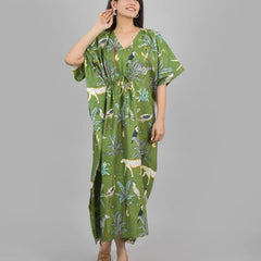 Cotton Kaftan, Indian Floral Kaftan, Long Caftan,Dress For to be Moms, Beach Cover up, Sleepwear, Indian Kaftan, Maxi Dress,Bikini Cover Up - 1