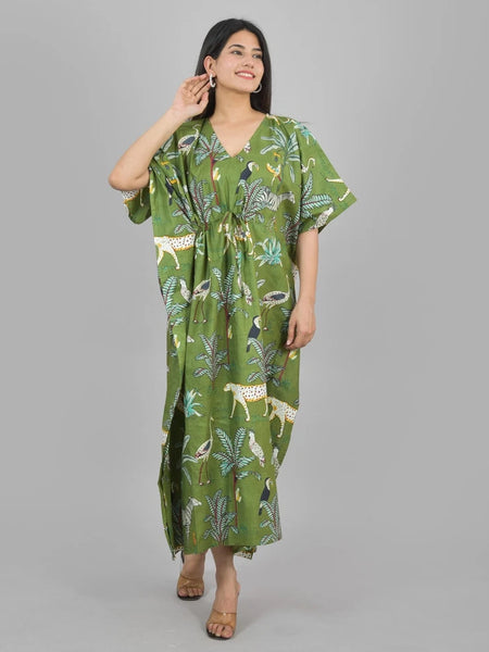 Cotton Kaftan, Indian Floral Kaftan, Long Caftan,Dress For to be Moms, Beach Cover up, Sleepwear, Indian Kaftan, Maxi Dress,Bikini Cover Up - 1