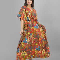 Cotton Kaftan, Indian Floral Kaftan, Long Caftan,Dress For to be Moms, Beach Cover up, Sleepwear, Indian Kaftan, Maxi Dress,Bikini Cover Up - 2