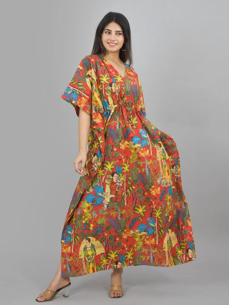 Cotton Kaftan, Indian Floral Kaftan, Long Caftan,Dress For to be Moms, Beach Cover up, Sleepwear, Indian Kaftan, Maxi Dress,Bikini Cover Up - 2