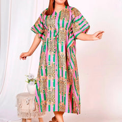 Indian Cotton Kaftan, Handblock Printed Kaftan, Cotton Kaftan, Beach Cover Up, Maxi Dress Long Cotton Kaftan, 100% Soft Cotton Kaftan