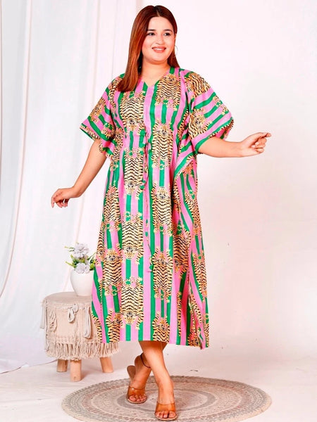 Indian Cotton Kaftan, Handblock Printed Kaftan, Cotton Kaftan, Beach Cover Up, Maxi Dress Long Cotton Kaftan, 100% Soft Cotton Kaftan