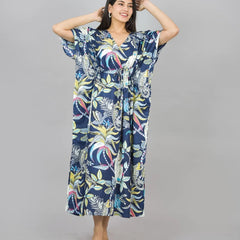 Cotton Kaftan, Indian Floral Kaftan, Long Caftan,Dress For to be Moms, Beach Cover up, Sleepwear, Indian Kaftan, Maxi Dress,Bikini Cover Up - 3