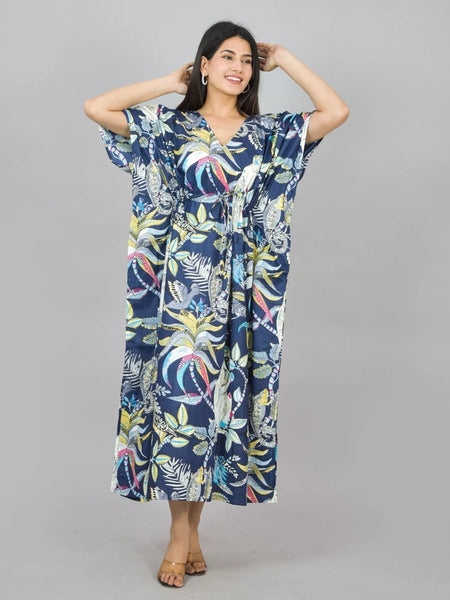 Cotton Kaftan, Indian Floral Kaftan, Long Caftan,Dress For to be Moms, Beach Cover up, Sleepwear, Indian Kaftan, Maxi Dress,Bikini Cover Up - 3