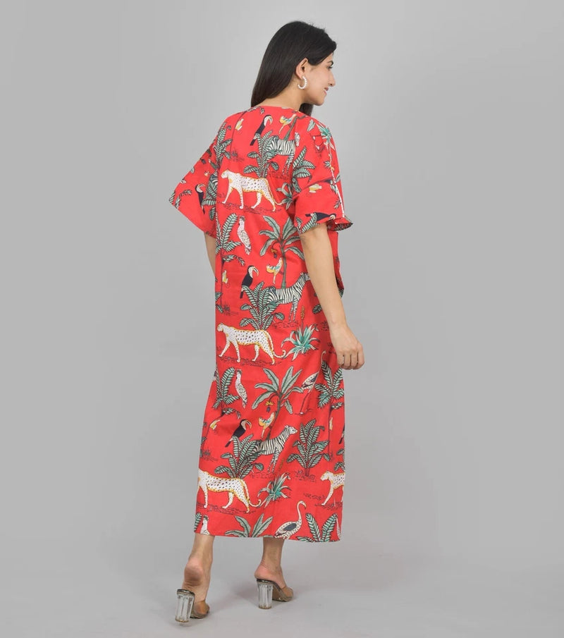 Handmade cotton kaftan summer cotton kaftan Beach cover up Indian print kaftan Loose kimono Cotton lounge wear sleepwear