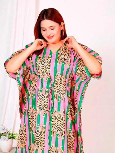 Indian Cotton Kaftan, Handblock Printed Kaftan, Cotton Kaftan, Beach Cover Up, Maxi Dress Long Cotton Kaftan, 100% Soft Cotton Kaftan