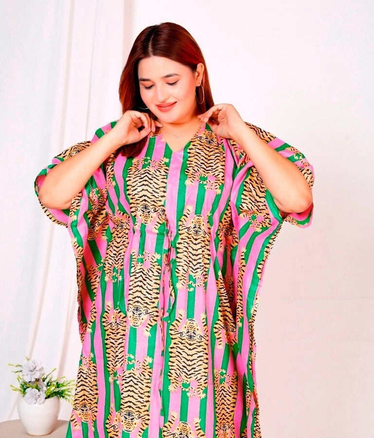 Indian Cotton Kaftan, Handblock Printed Kaftan, Cotton Kaftan, Beach Cover Up, Maxi Dress Long Cotton Kaftan, 100% Soft Cotton Kaftan