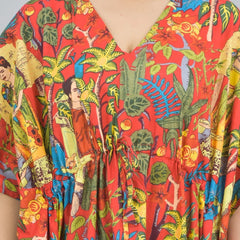 Cotton Kaftan, Indian Floral Kaftan, Long Caftan,Dress For to be Moms, Beach Cover up, Sleepwear, Indian Kaftan, Maxi Dress,Bikini Cover Up - 2