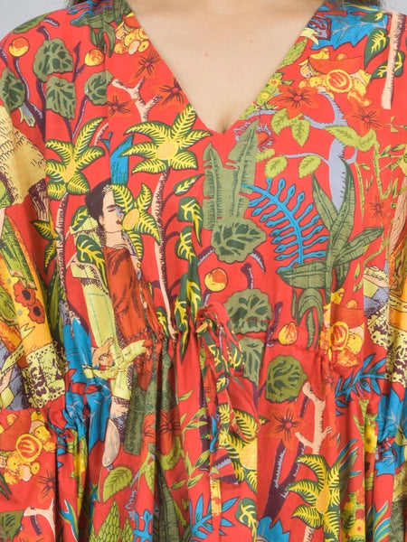 Cotton Kaftan, Indian Floral Kaftan, Long Caftan,Dress For to be Moms, Beach Cover up, Sleepwear, Indian Kaftan, Maxi Dress,Bikini Cover Up - 2