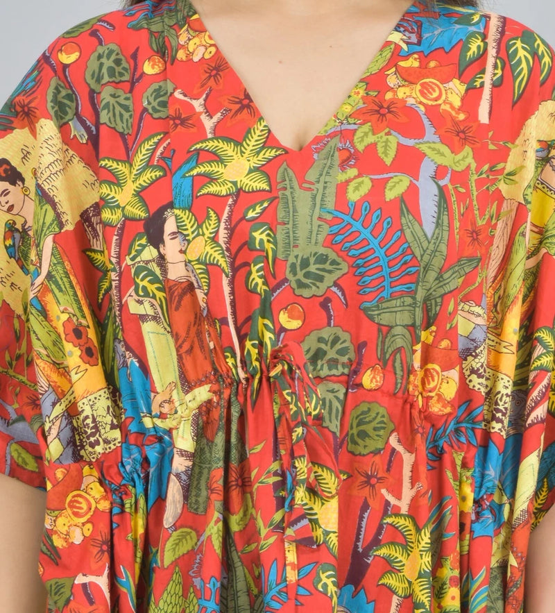 Cotton Kaftan, Indian Floral Kaftan, Long Caftan,Dress For to be Moms, Beach Cover up, Sleepwear, Indian Kaftan, Maxi Dress,Bikini Cover Up - 2