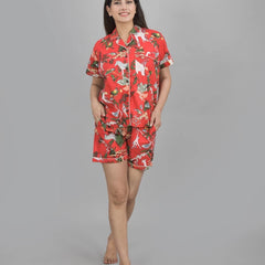 Pure Cotton Sea Jungle Print Women's Shorts Night Suit Set | Loungewear & PJs for Ultimate Comfort