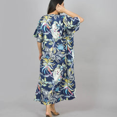 Cotton Kaftan, Indian Floral Kaftan, Long Caftan,Dress For to be Moms, Beach Cover up, Sleepwear, Indian Kaftan, Maxi Dress,Bikini Cover Up - 3