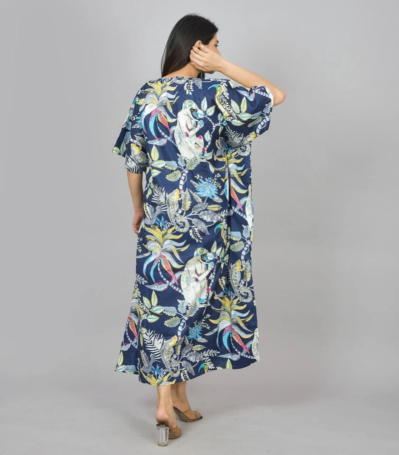 Cotton Kaftan, Indian Floral Kaftan, Long Caftan,Dress For to be Moms, Beach Cover up, Sleepwear, Indian Kaftan, Maxi Dress,Bikini Cover Up - 3