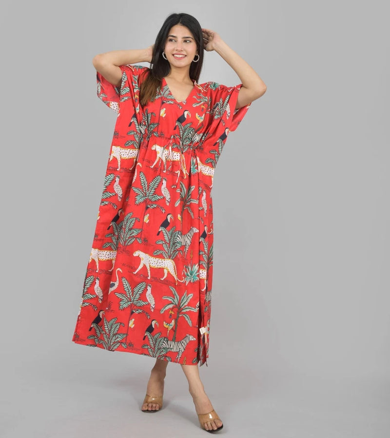 Handmade cotton kaftan summer cotton kaftan Beach cover up Indian print kaftan Loose kimono Cotton lounge wear sleepwear